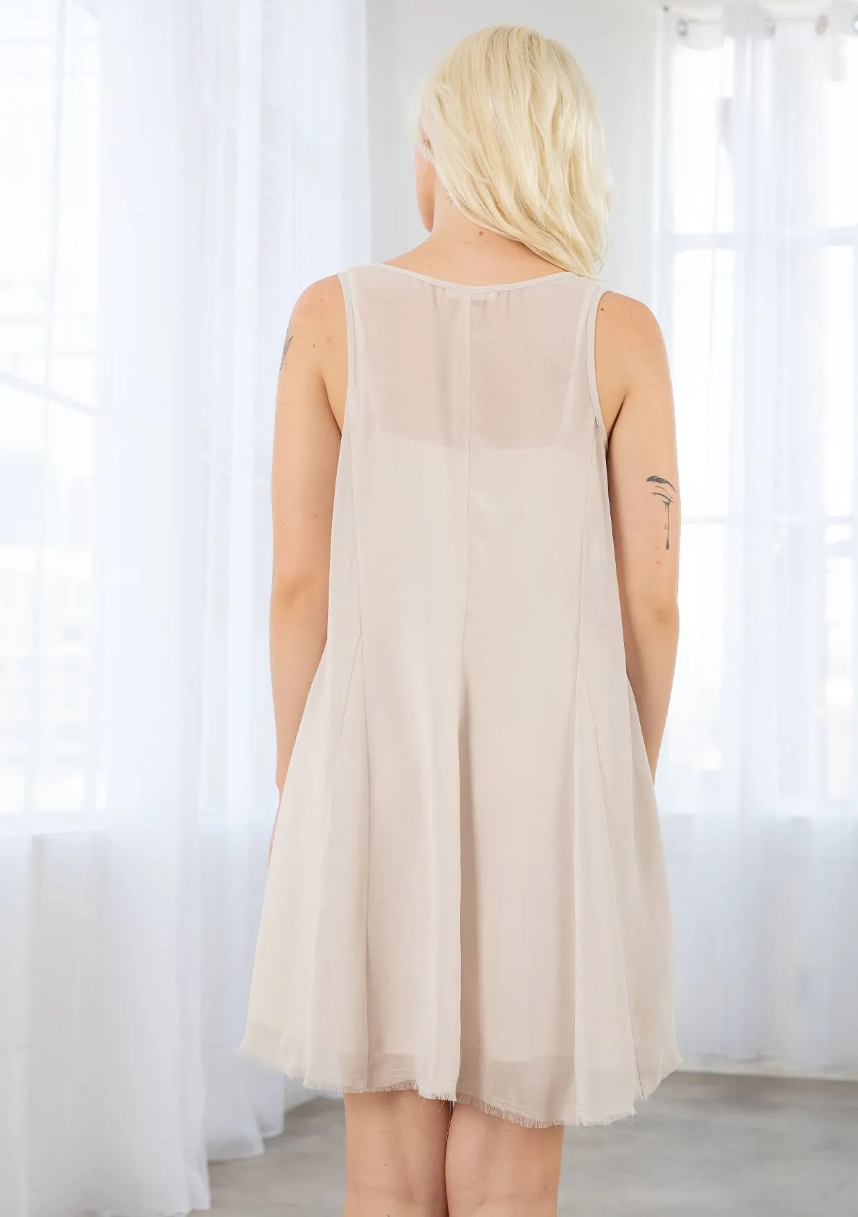 Sheer Chiffon Sleeveless Tank Mini Dress