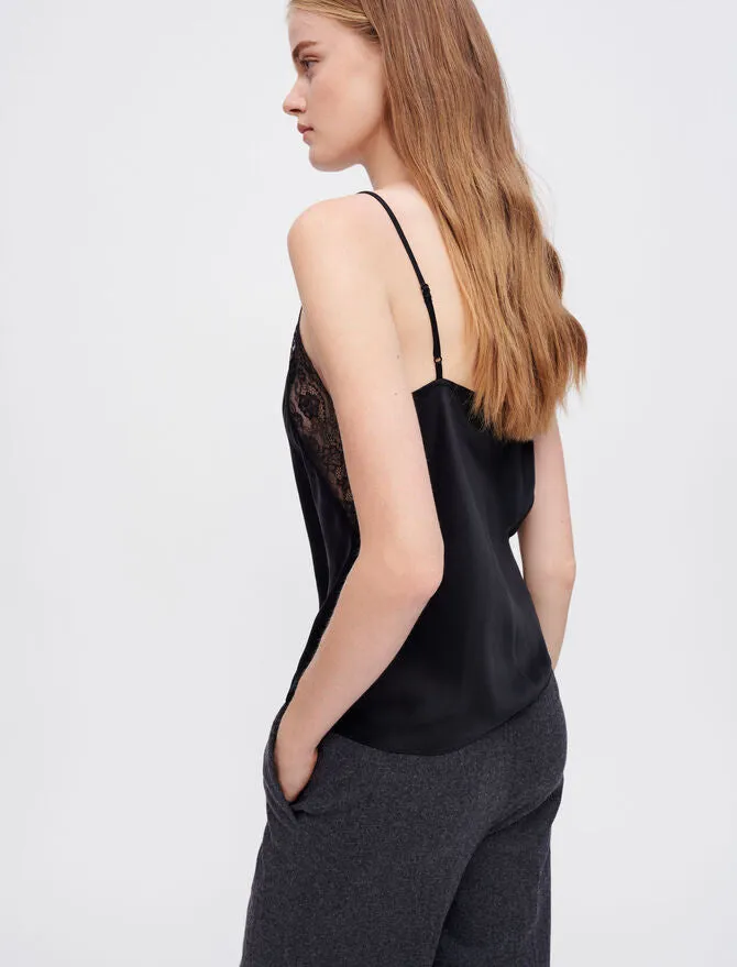 SILK SATIN AND LACE TOP