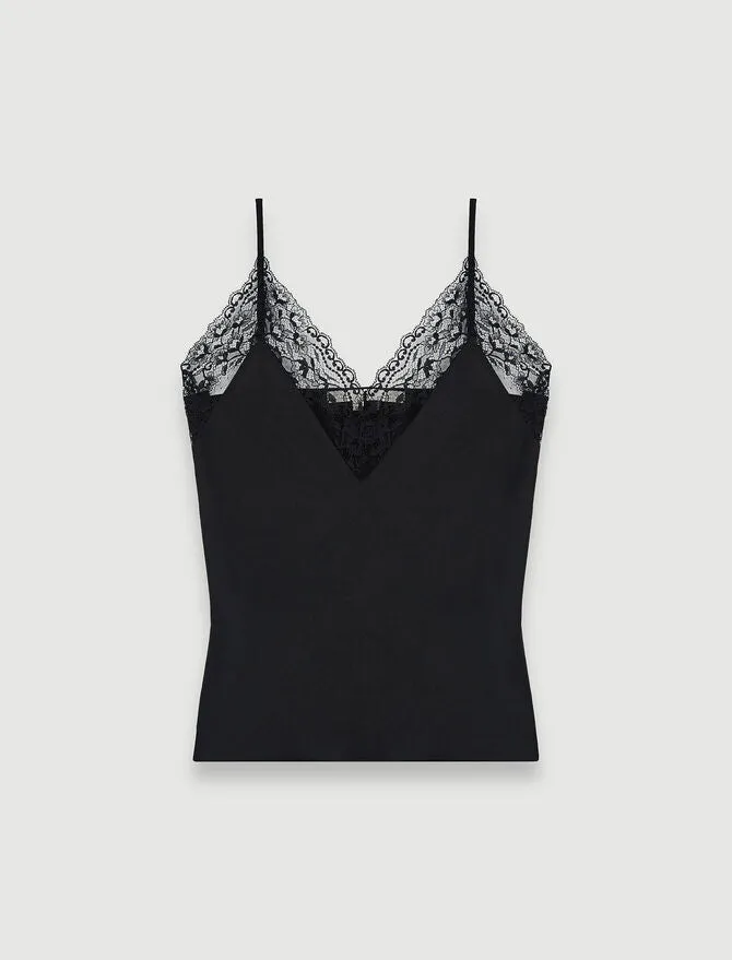 SILK SATIN AND LACE TOP