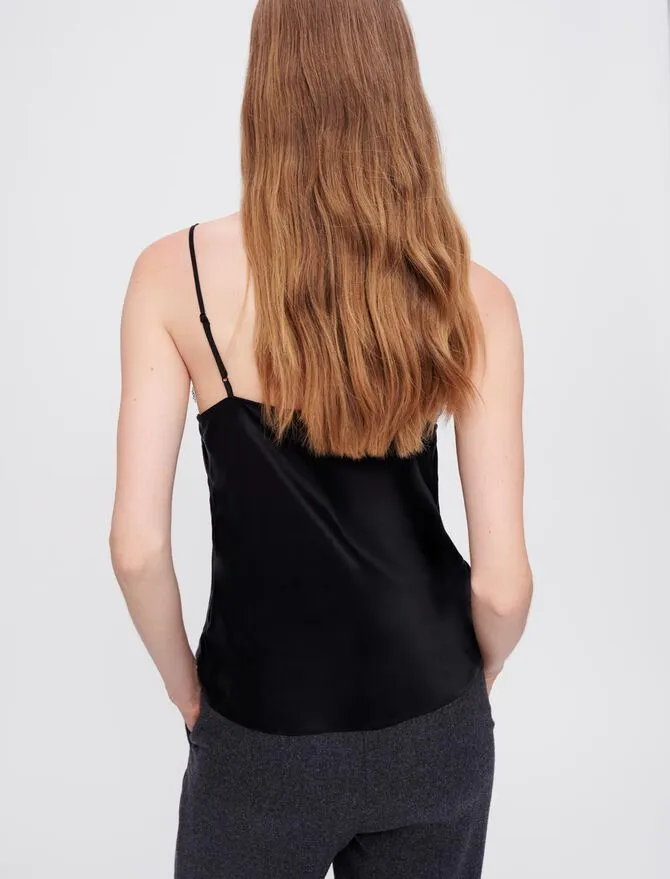 SILK SATIN AND LACE TOP