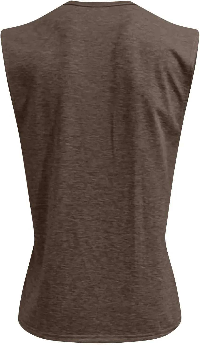 Tank Tops Men Big and Tall Henley Shirts Sleeveless Muscle Gym Workout Running Beach Summer Vintage Button Up Biker Tee Vest