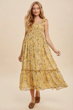 The Isabella Floral Chiffon Smocked Midi Dress