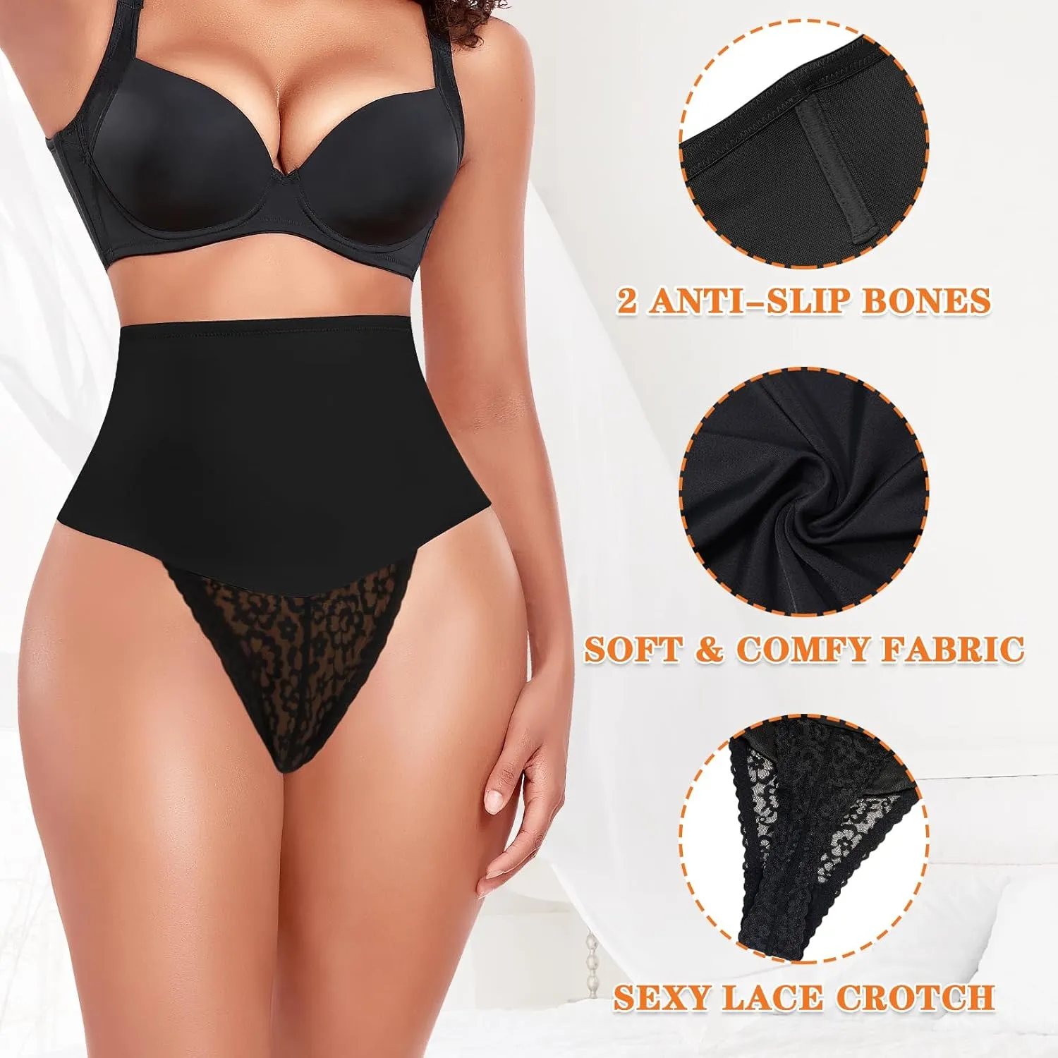 Tummy Control Thong Shapewear for Women High Waist Body Shaper Panties Girdle Lace Shaping Underwear