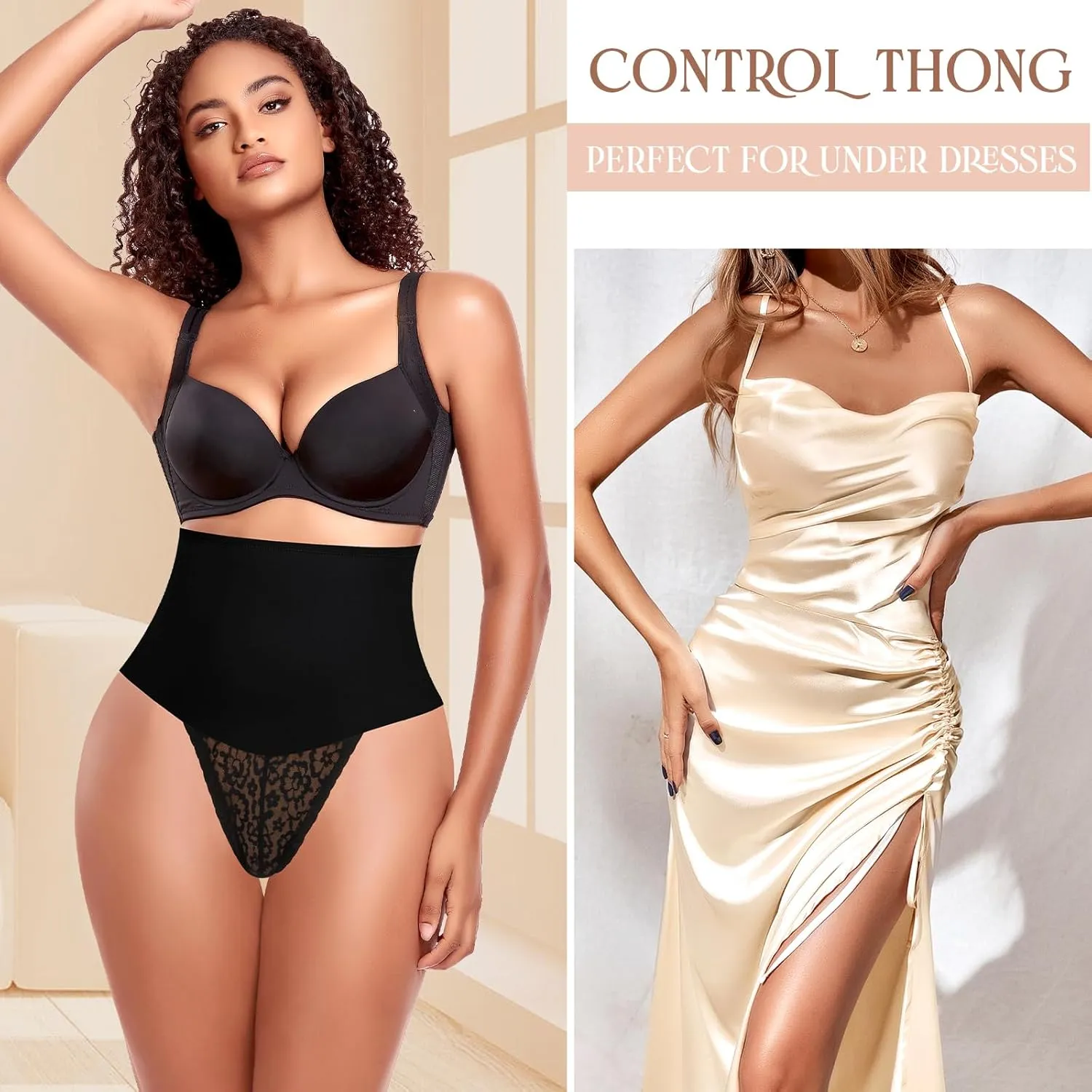 Tummy Control Thong Shapewear for Women High Waist Body Shaper Panties Girdle Lace Shaping Underwear