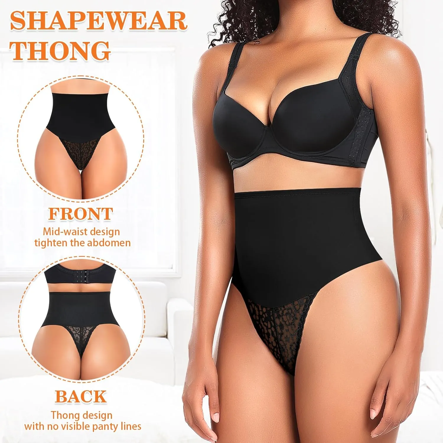 Tummy Control Thong Shapewear for Women High Waist Body Shaper Panties Girdle Lace Shaping Underwear