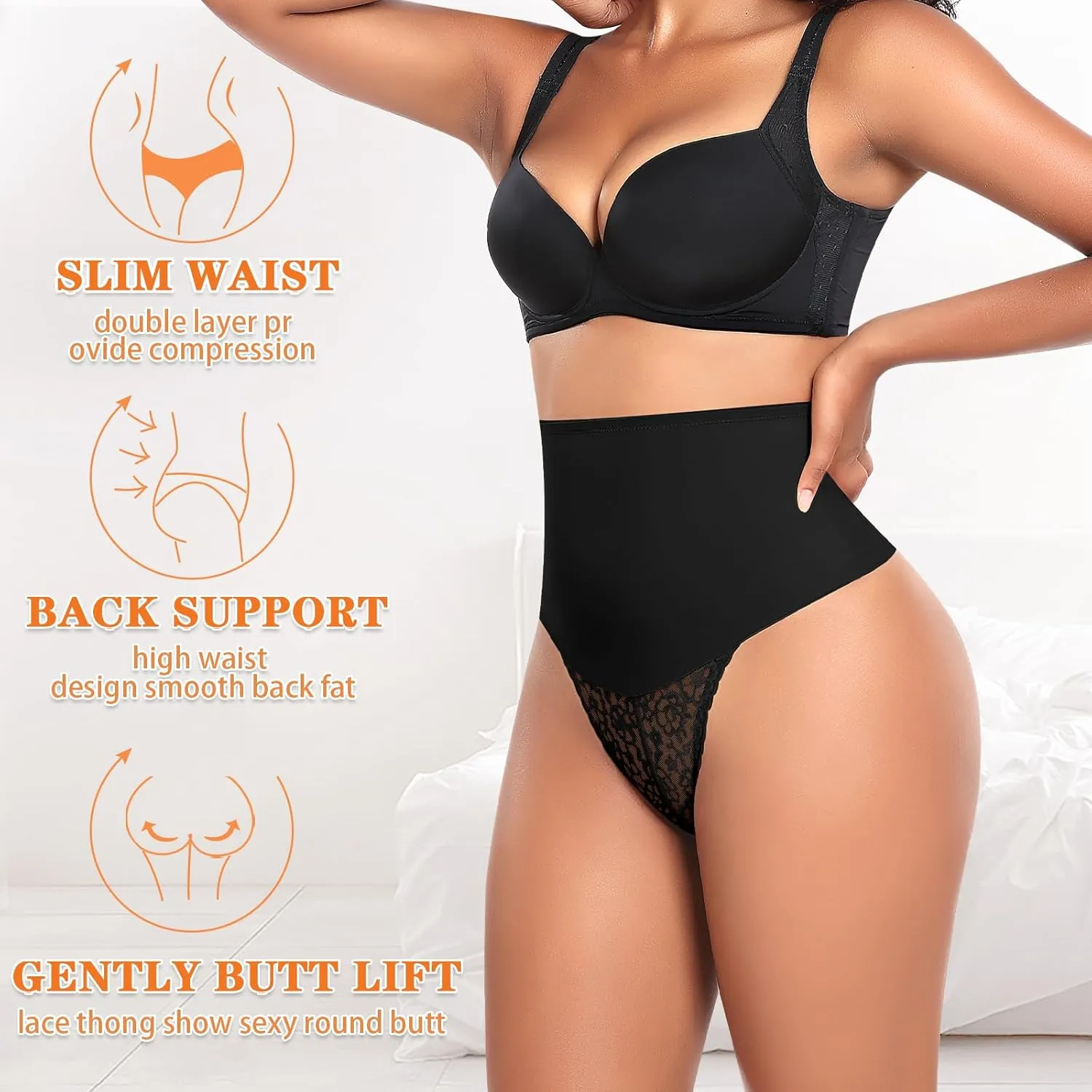Tummy Control Thong Shapewear for Women High Waist Body Shaper Panties Girdle Lace Shaping Underwear