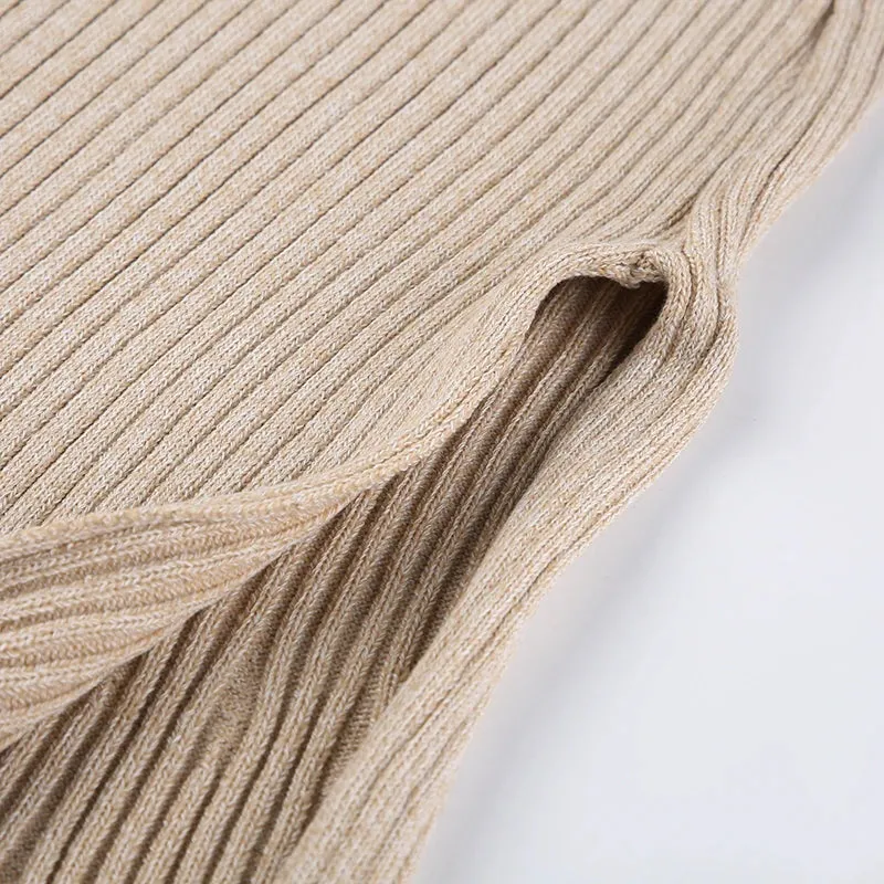 Vintage Side Slit Knitted High Waist Long Skirt