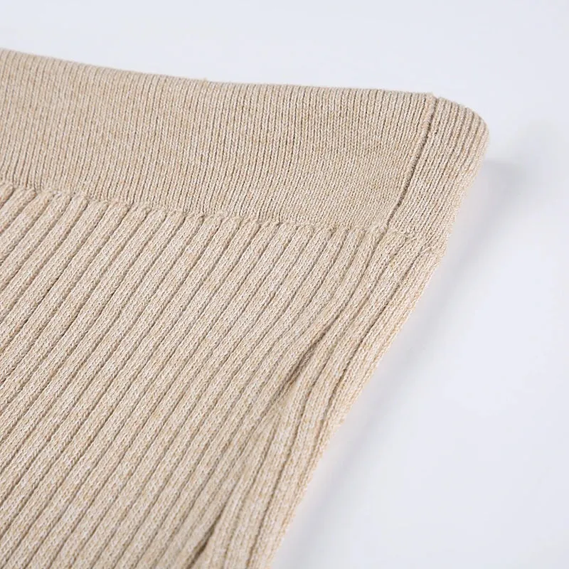 Vintage Side Slit Knitted High Waist Long Skirt