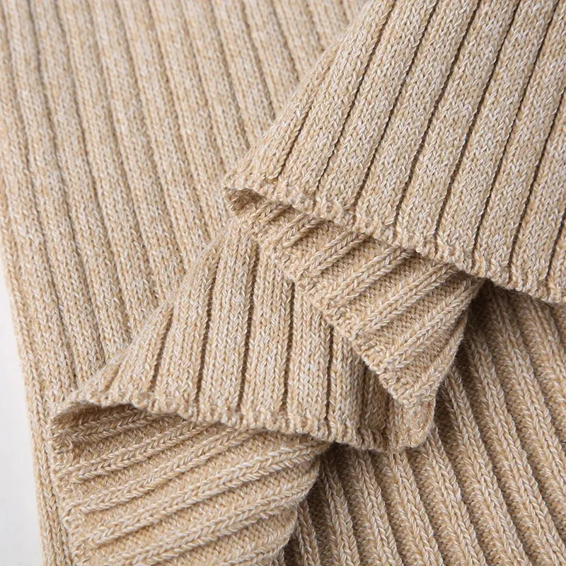 Vintage Side Slit Knitted High Waist Long Skirt
