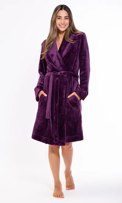 Women Fleece Bathrobe for Women, Comfy Women's Robe Short - Shawl