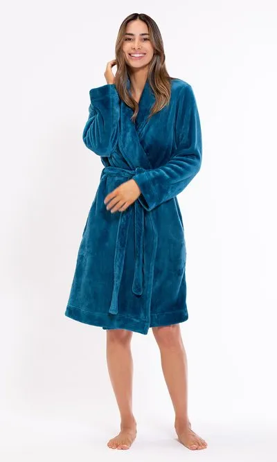 Women Fleece Bathrobe for Women, Comfy Women's Robe Short - Shawl