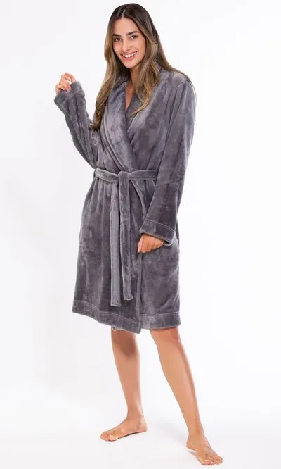 Women Fleece Bathrobe for Women, Comfy Women's Robe Short - Shawl