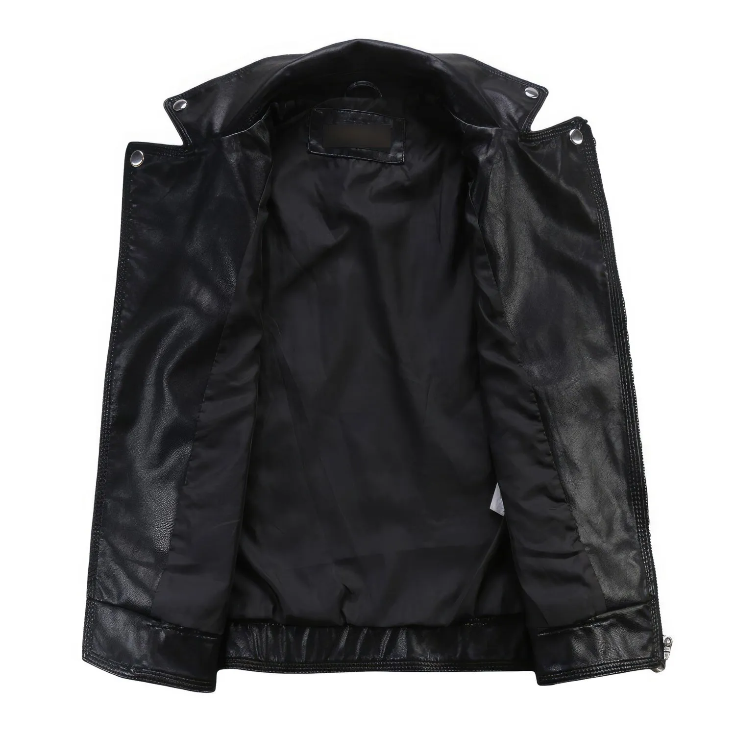 Women’s Black Rider Genuine Sheepskin Sleeveless Vest Casual Café Racer Fashionable Lapel Collar Leather Waistcoat