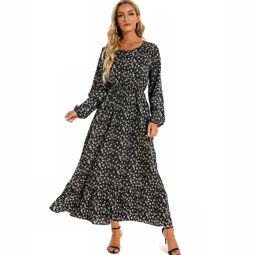 Women's Floral Print Chiffon Midi Dress