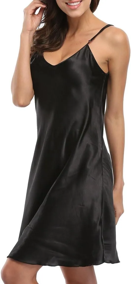 Women's Plus Size Lingerie Robe Sexy Spaghetti Strap Nightgown Satin Sleepwear Chemises Full Slips Nightdress