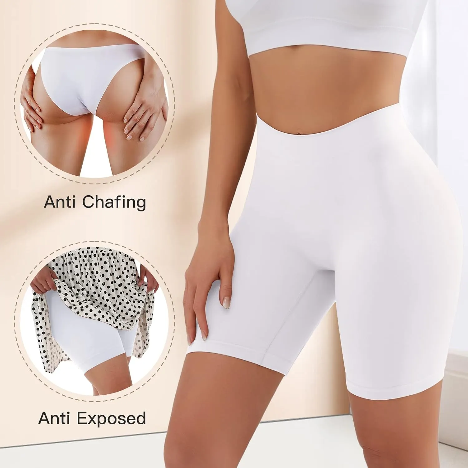 YADIFEN 3 Pack Slip Shorts for Under Dresses Seamless Anti Chafing Underwear Shaping Boyshort Smooth Panties for Women